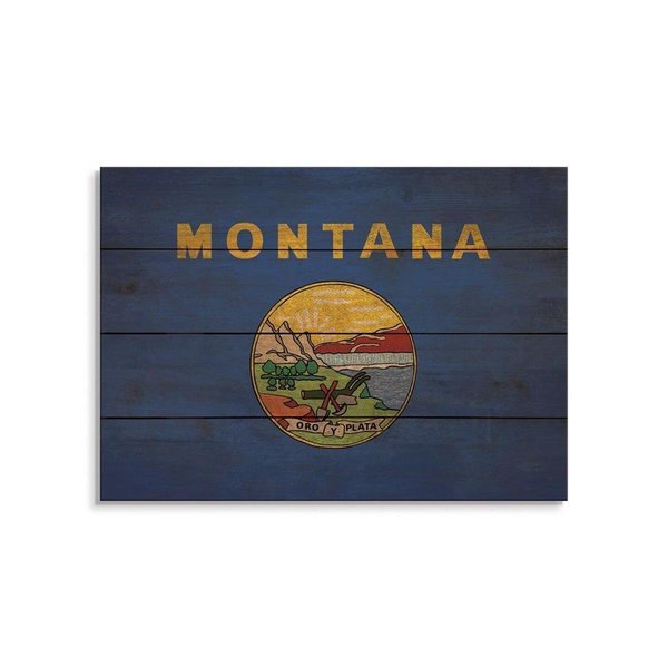 Wile E. Wood 20 x 14 in. Montana State Flag Wood Art FLMT-2014